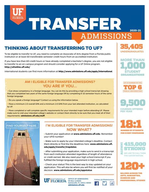 You are eligible to apply as a transfer student if you Have completed an Associate of Arts degree from a Florida public institution or at least 60 transferable semester credit hours from a regionally accredited institution. . Uf transfer reddit